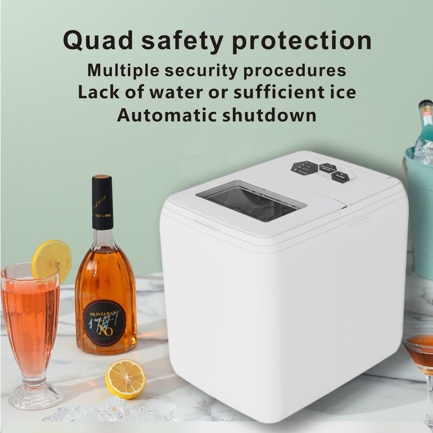 44 LBS Compact Countertop Ice Maker with Scoop & Basket