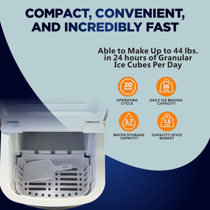 44 LBS Compact Countertop Ice Maker with Scoop & Basket